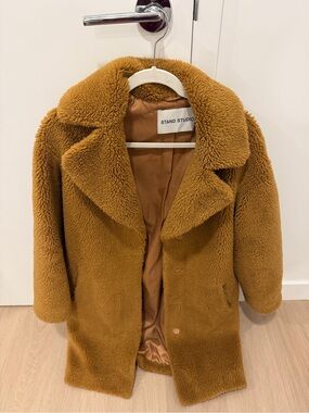 Stand Studio Women's Teddy Coat in Camel